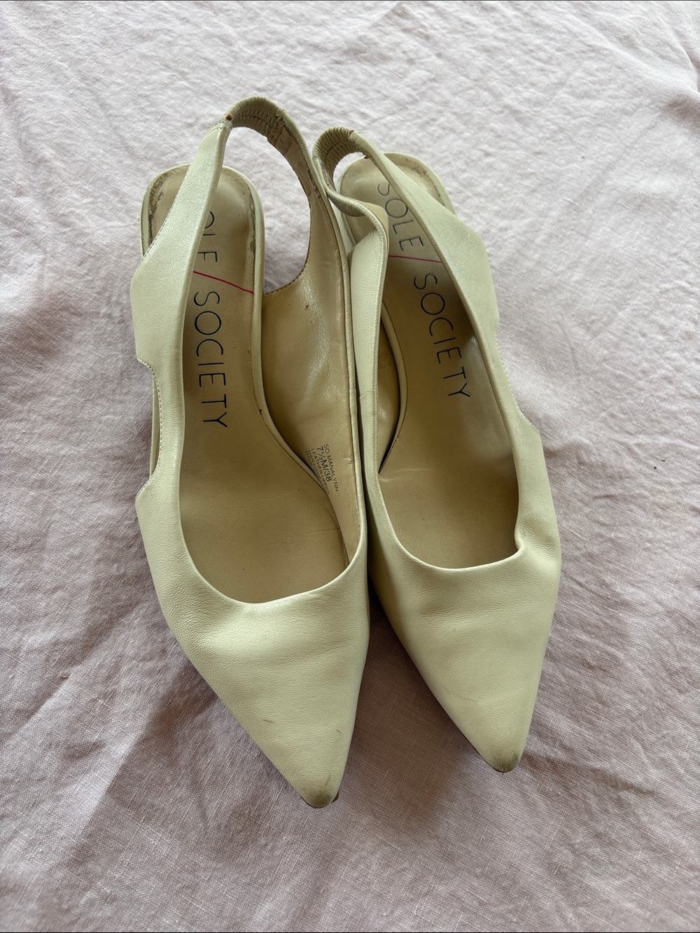 Sole Society Cream Pointed Slingback Pumps